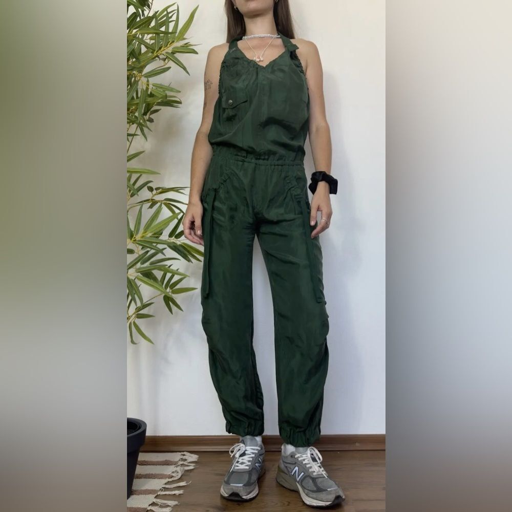 Miss SixtyโDark Green Halter Jumpsuit, size27( S-M)